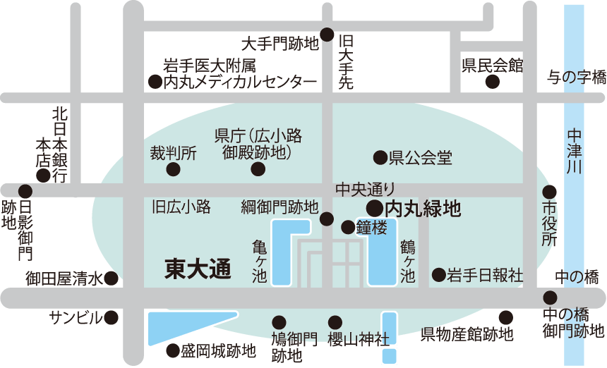 内丸・東大通界隈マップ